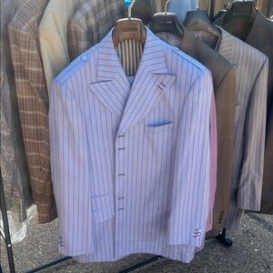 Valentino Men's Blazer - Light Blue and White Stripes